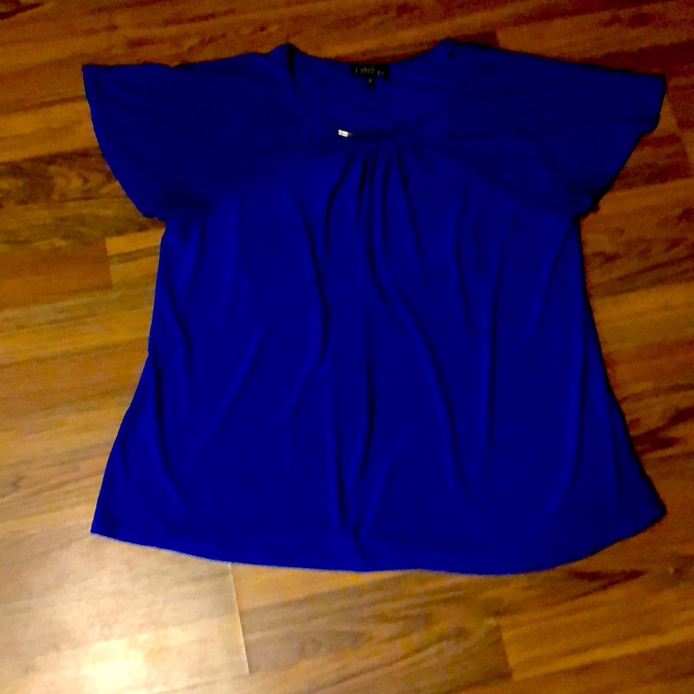 Royal Blue Blouse with Gold Detail